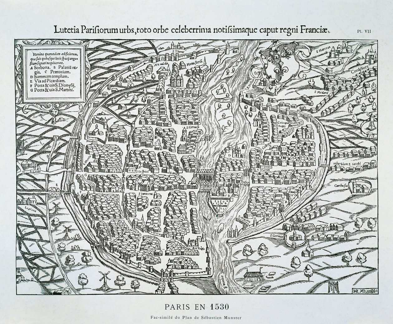 Stadtplan von Paris, ca. 1530 (Holzstich) von Sebastian (after) Münster