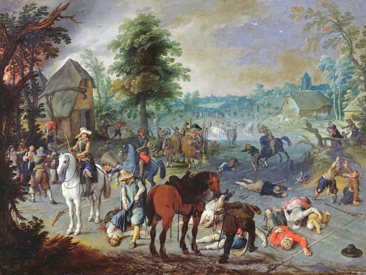 Plünderungsszene in einem Dorf von Sebastian Vrancx