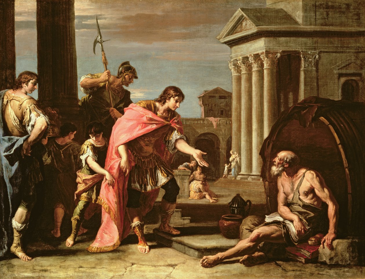 Alexander der Große (356-23 v. Chr.) besucht Diogenes (ca. 410-320 v. Chr.) in Athen von Sebastiano Ricci