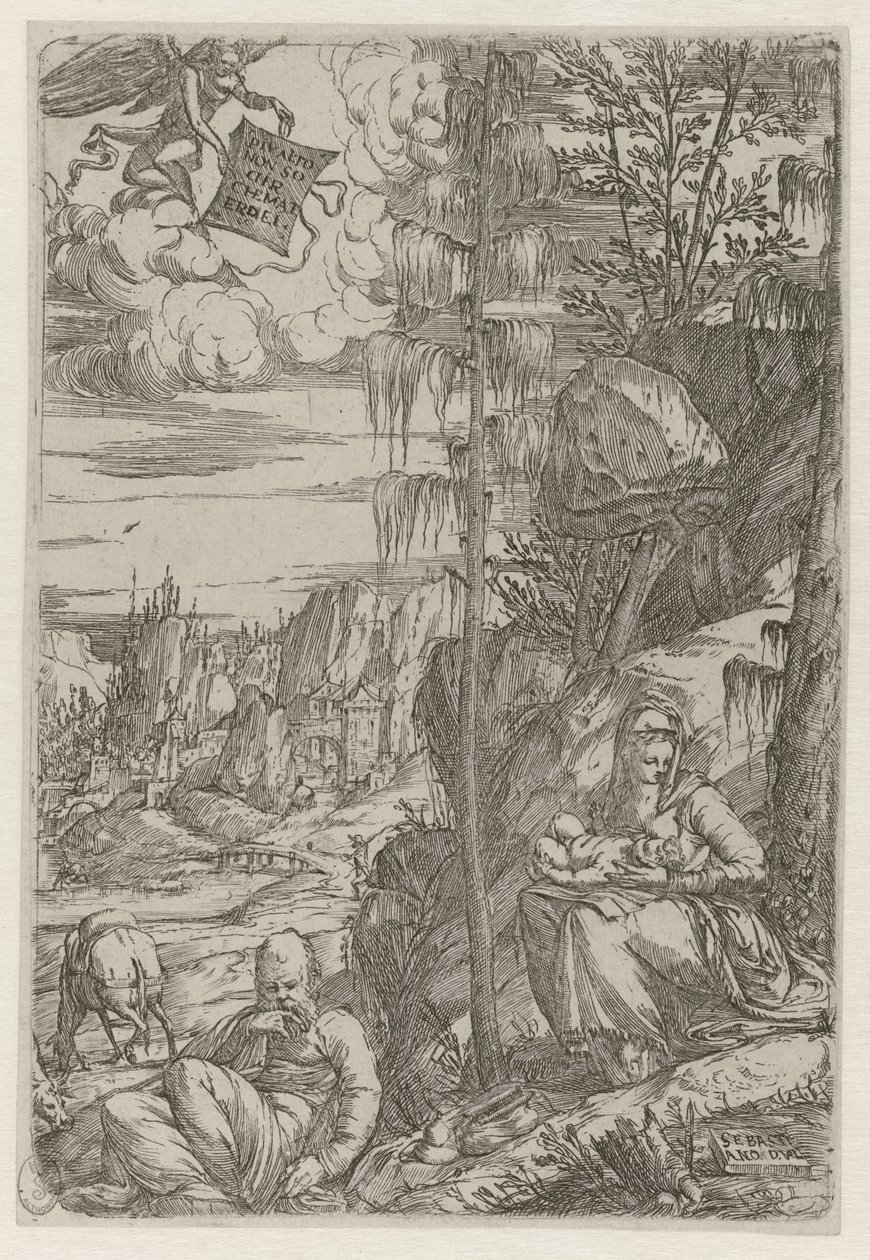 Ruhe auf der Flucht nach Ägypten von Sebastiano de