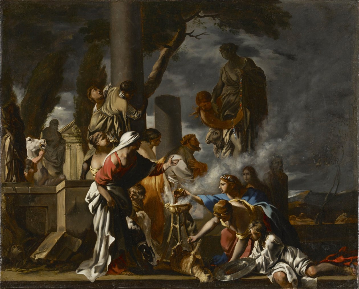 König Salomo opfert den Idolen, ca. 1640 von Sébastien Bourdon