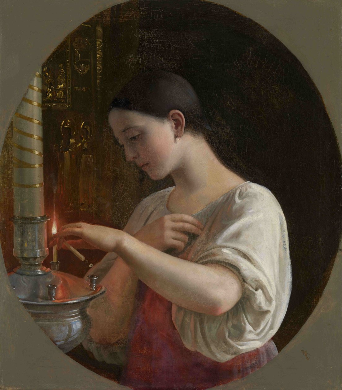 In der Kirche, 1860er von Sergei Ivanovich Gribkov