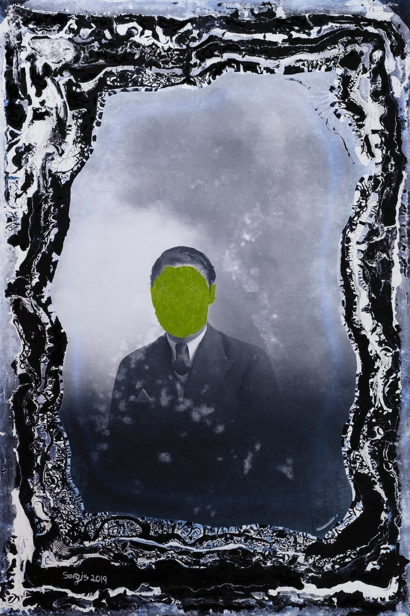 Junger Herr posiert allein, 2019 (Mischtechnik) von Sergis Adamos