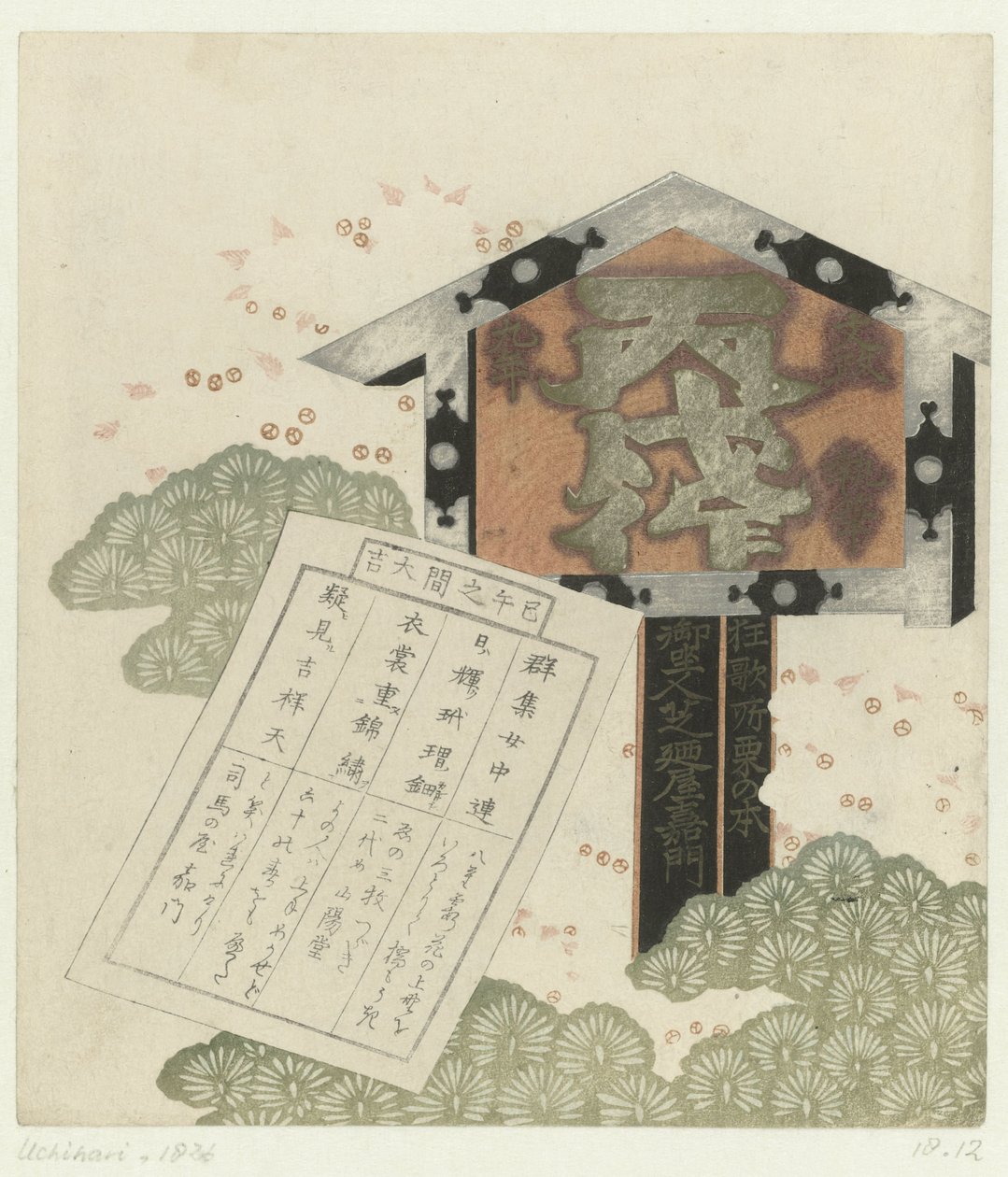 Aushängeschild mit Nachricht von Shibanoya Sanyô (attributed to)