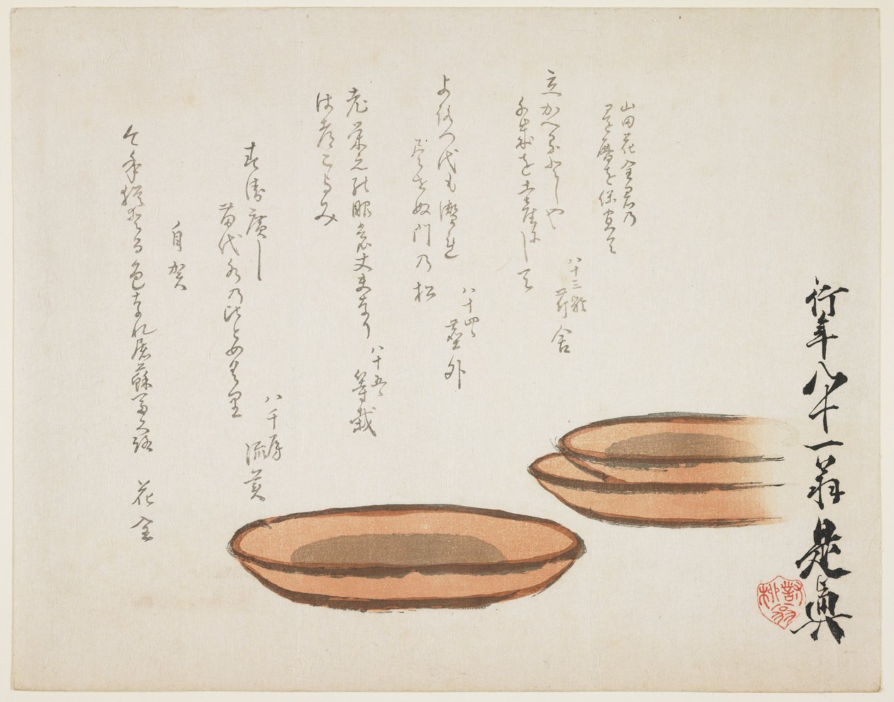 Braune irdene Becken, 1887 von Shibata Zeshin