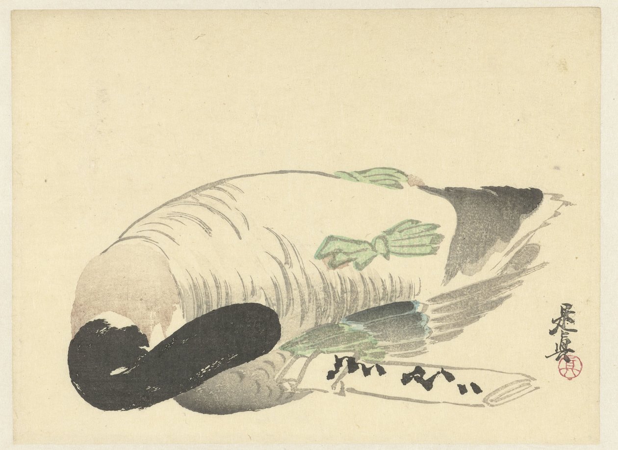Tote Ente neben gefaltetem Brief von Shibata Zeshin