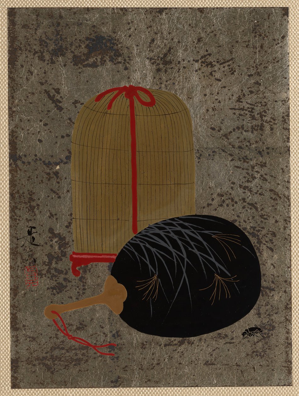 Fächer und Insektenkäfig von Shibata Zeshin