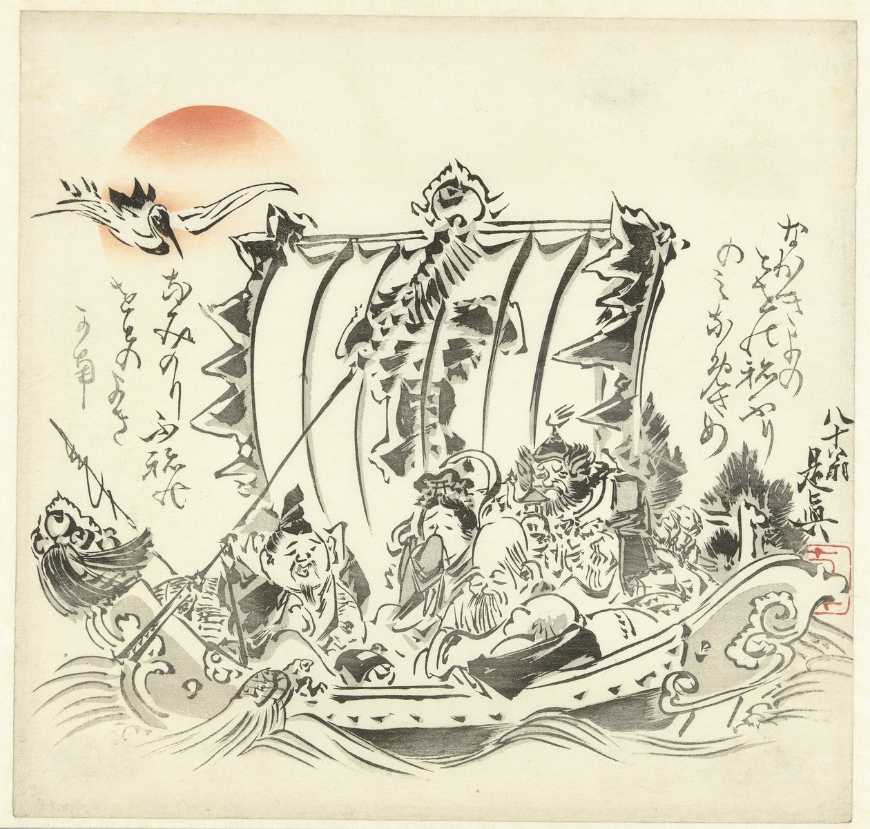 Sieben seekranke Glücksgötter von Shibata Zeshin