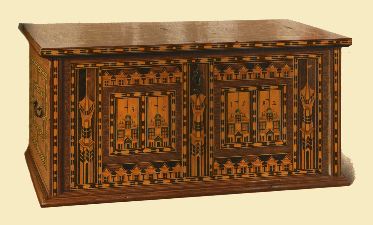 Eingelegter Eichenschrank Nonsuch, 1904 von Shirley Charles Llewellyn Slocombe