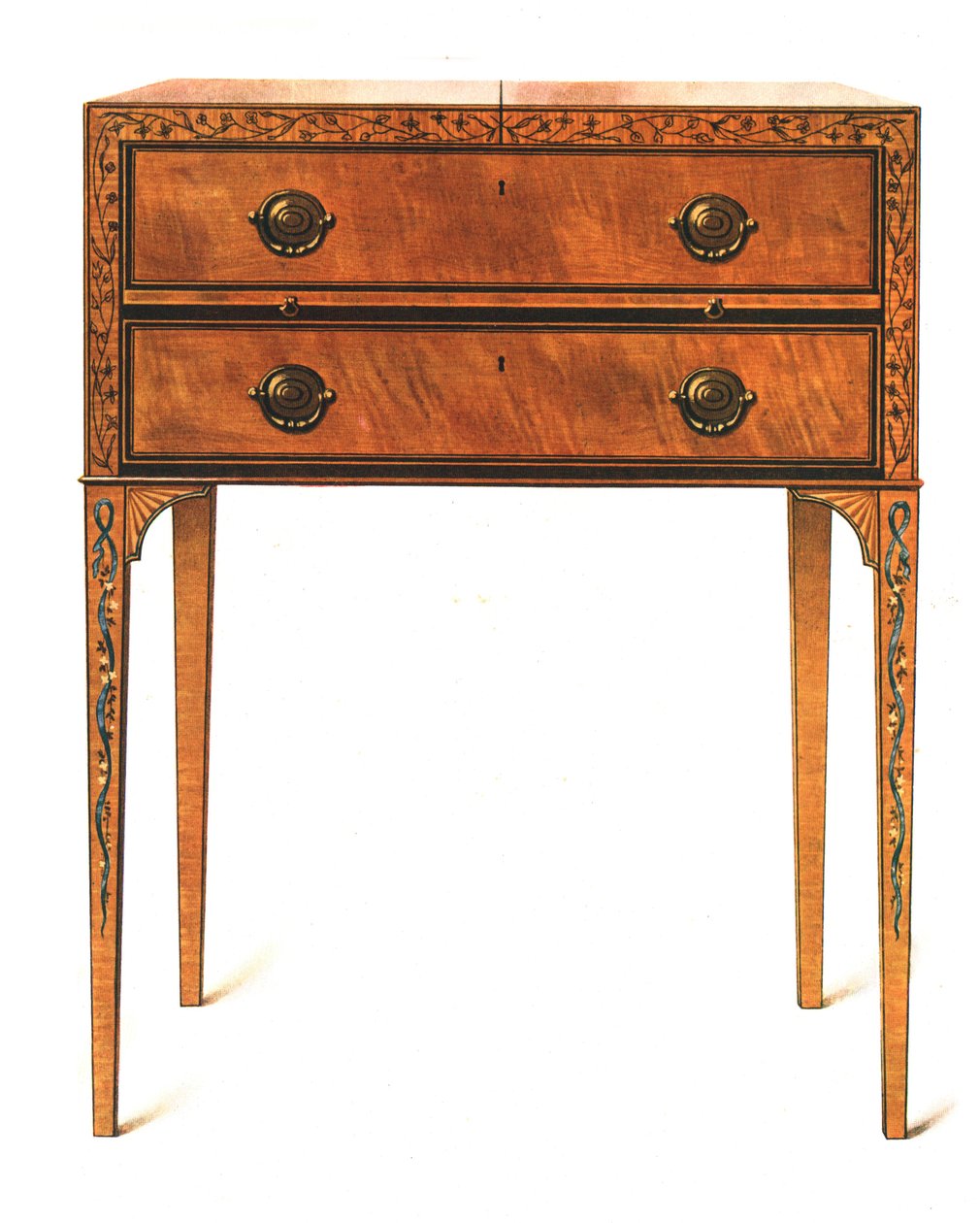 Bemalter Satinholztisch, 1908 von Shirley Charles Llewellyn Slocombe