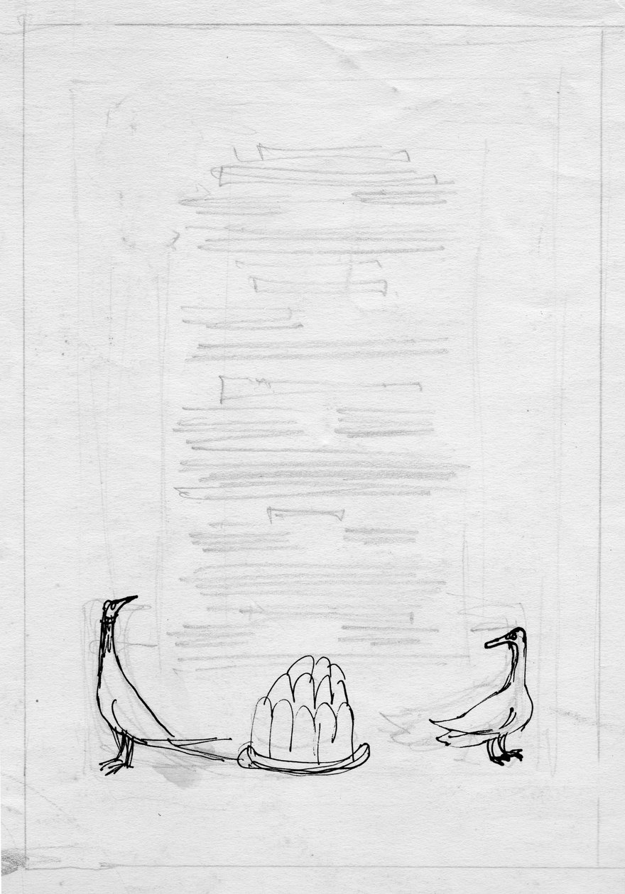 Vögel und Gelee, Menüdesign von Shirley Markham