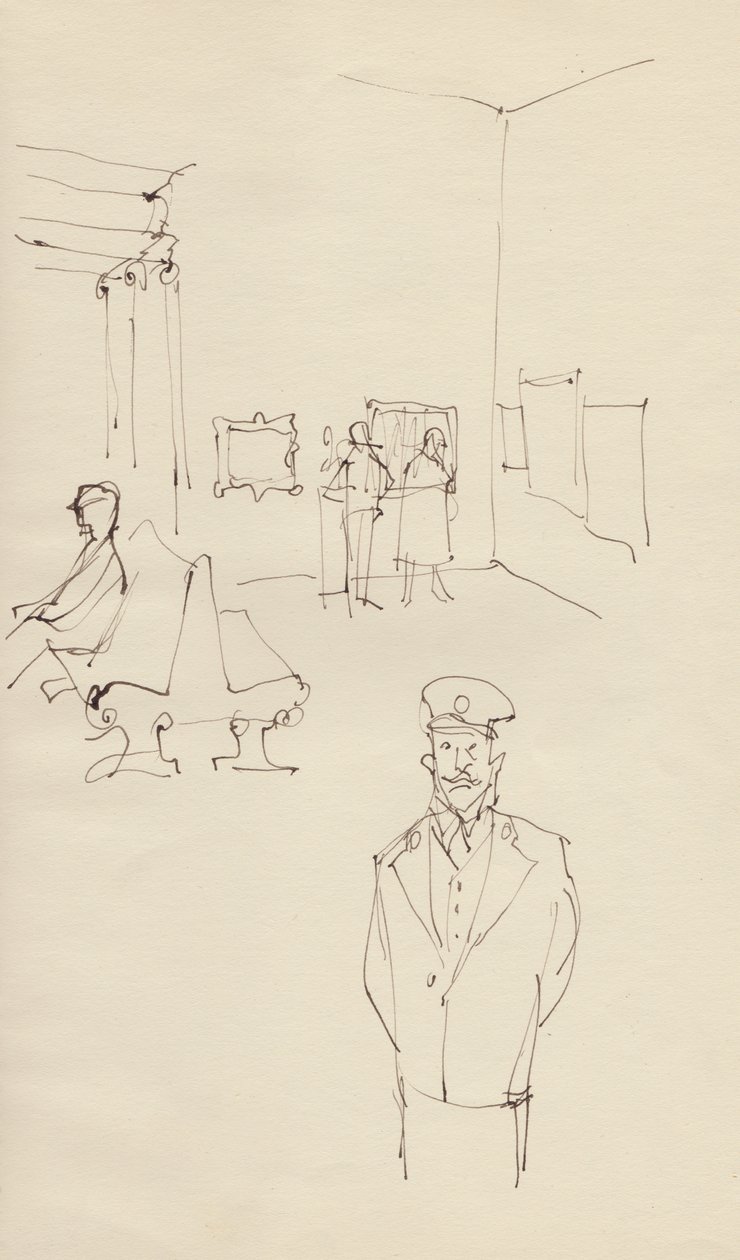 Wächter in einer Kunstgalerie, ca. 1950 von Shirley Markham