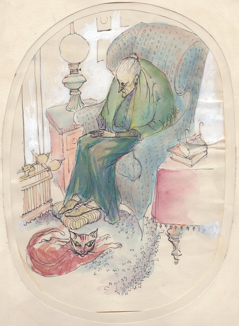 Alte Frau und Katze, 1951 von Shirley Markham