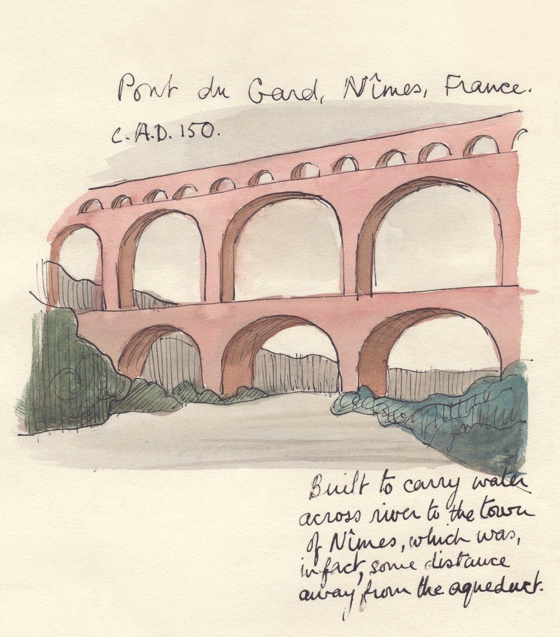 Pont du Gard, Nimes, Frankreich, 1951 von Shirley Markham