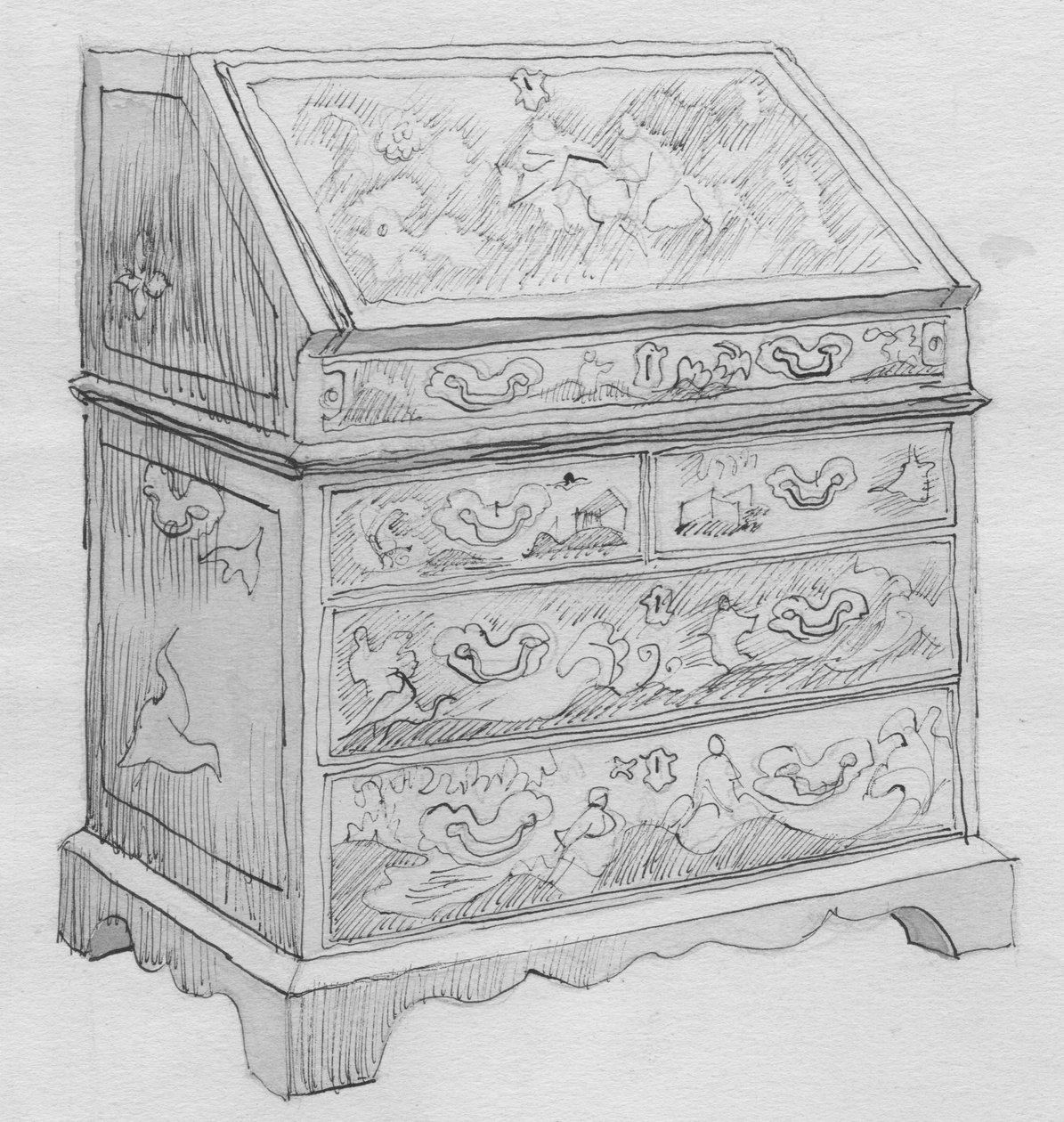 Roter Lackschrank, 1950 von Shirley Markham