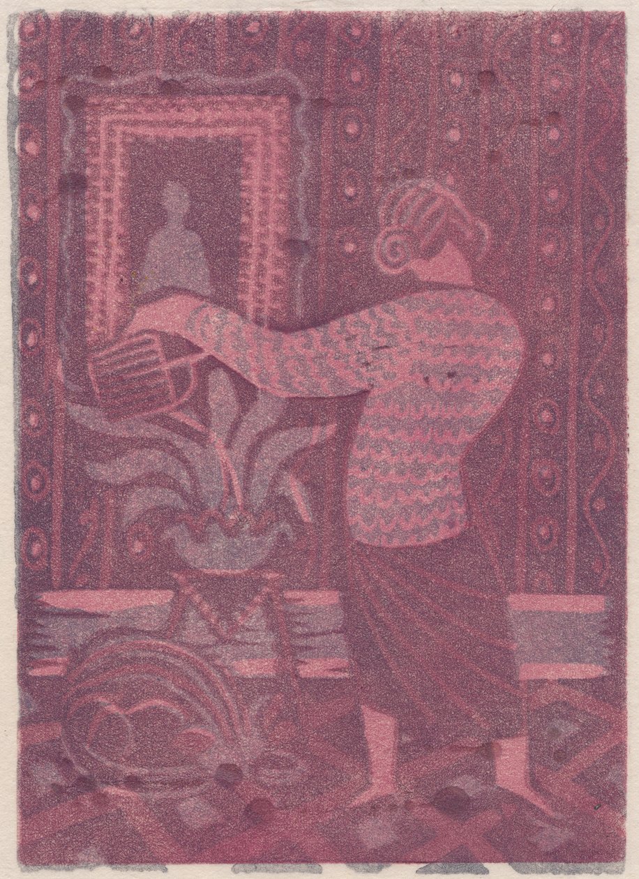 Frau gießt Pflanzen, ca. 1951 von Shirley Markham