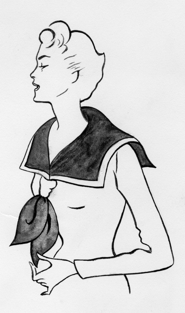 Frau mit Matrosenoberteil, ca. 1950 von Shirley Markham
