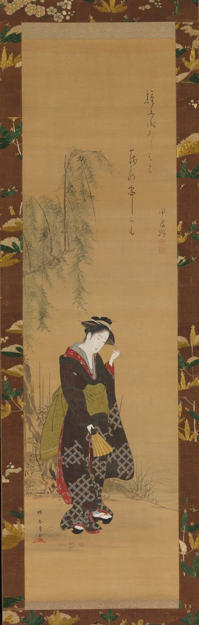 Frau unter einem Weidenbaum von Shunsho
