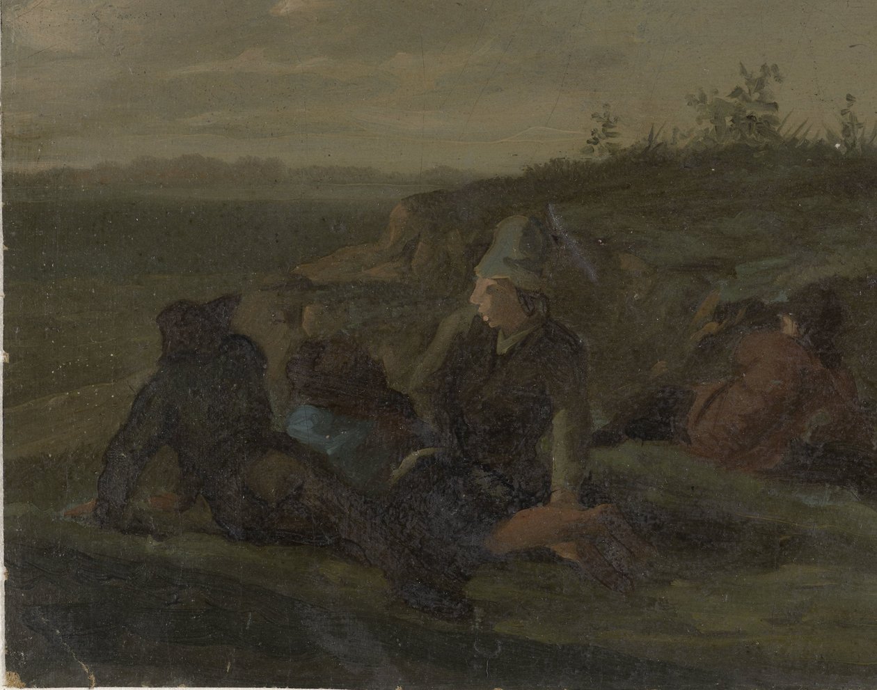 Bauern, die sich auf einer Wiese ausruhen von Simon Andreas Krausz