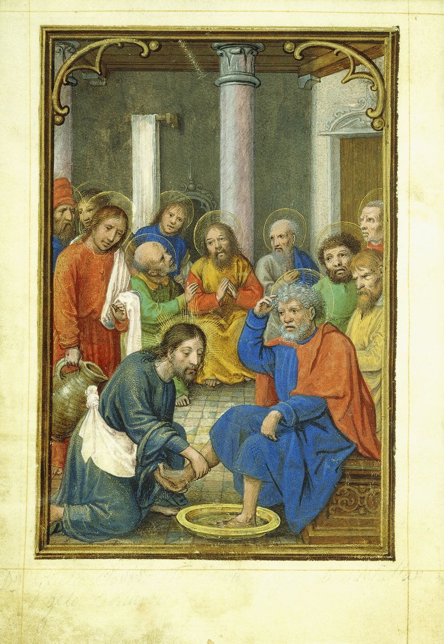Christus wäscht Petrus die Füße, 1520er von Simon Bening