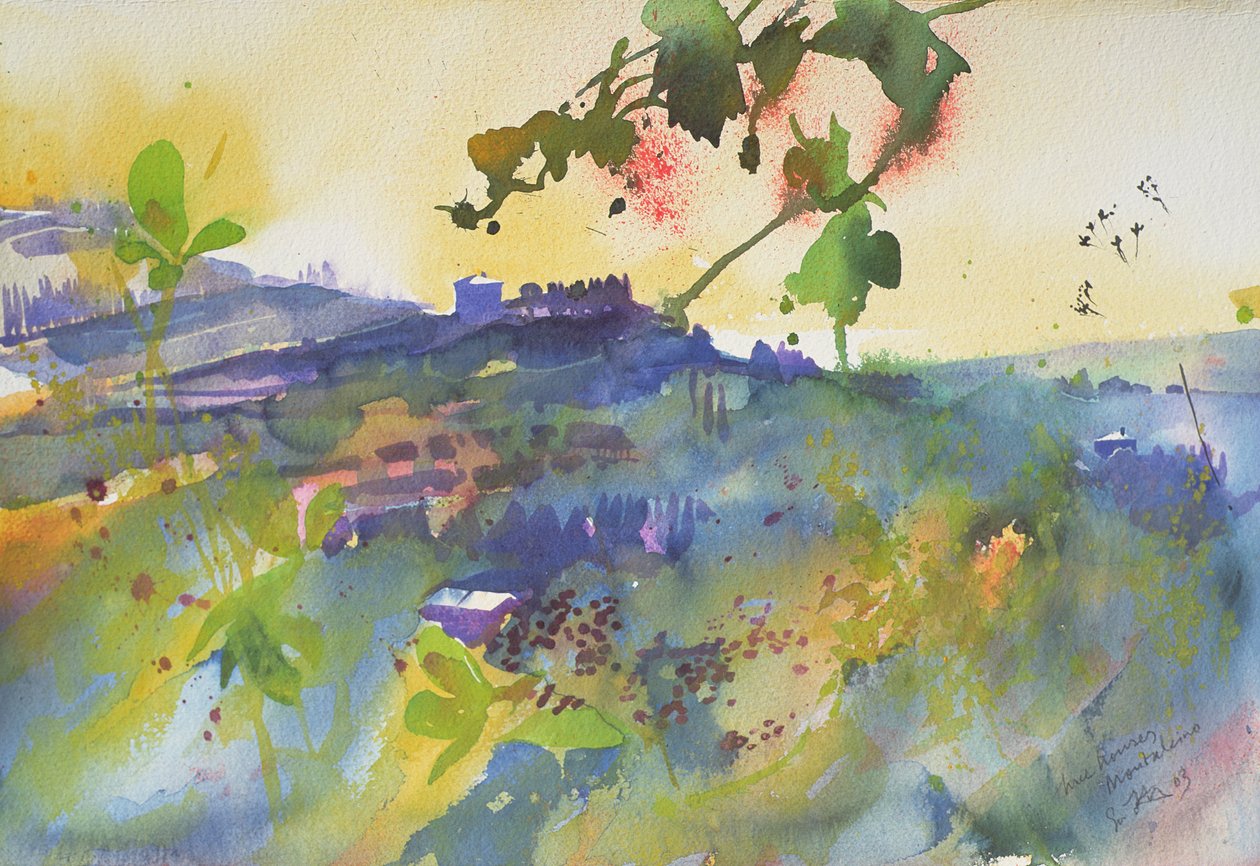 Drei Häuser in Montalcino, Italien, 2003 von Simon Fletcher