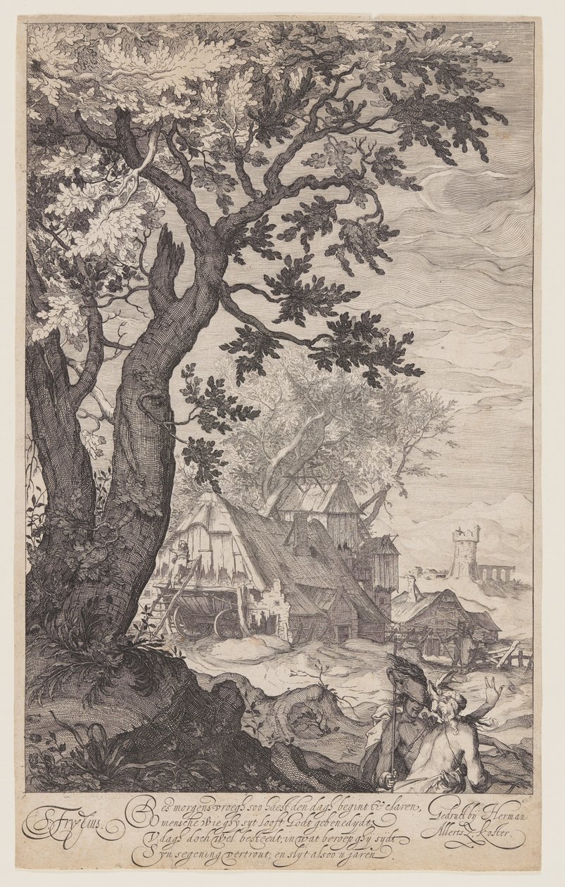 Landschaft mit Bauernhaus von Simon Frisius