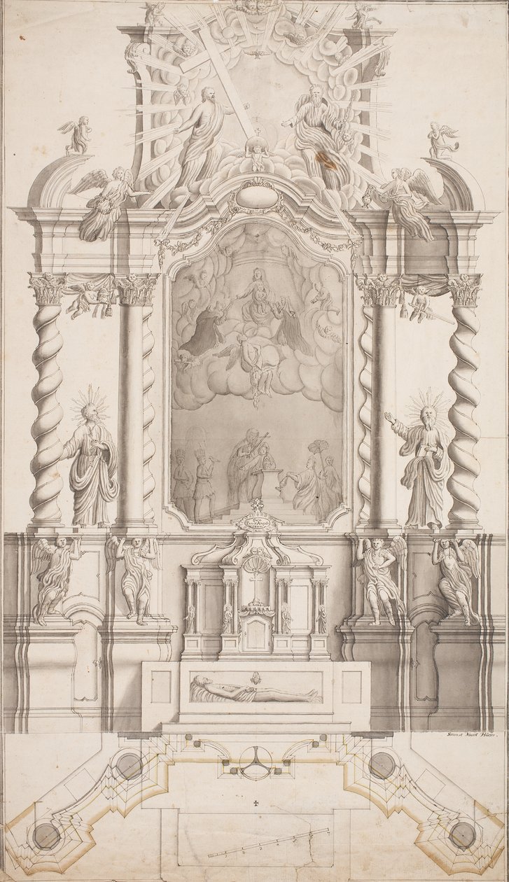 Entwurf für einen barocken Hochaltar von Simon Hueter