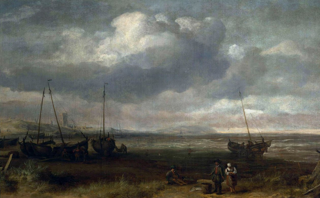 Am Meer in Scheveningen mit Fischerbooten von Simon de Vlieger