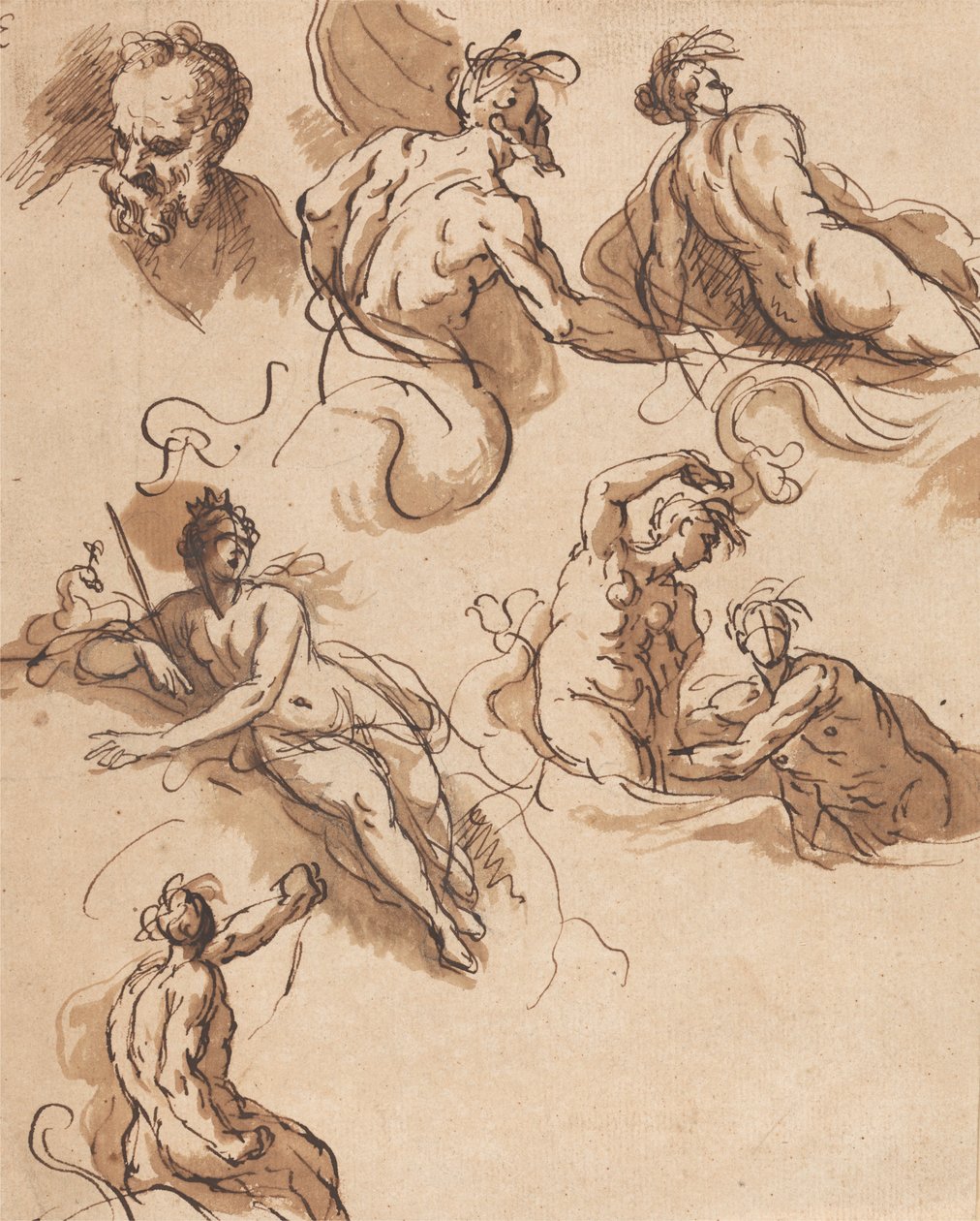 Blatt mit klassischen Figurenstudien von Sir James Thornhill