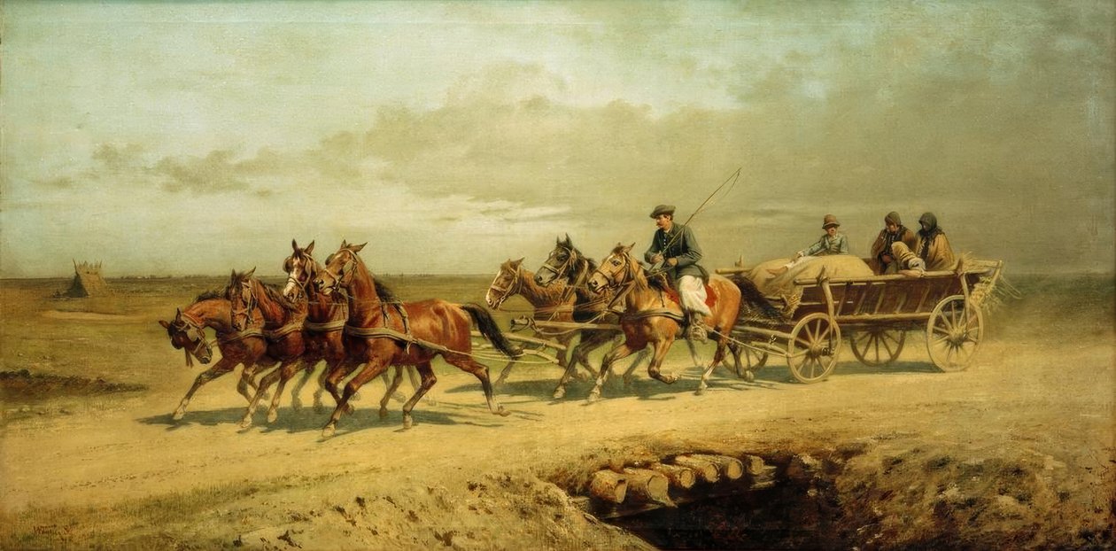 Siebenspänner in Debrecen von Alexander von Wagner