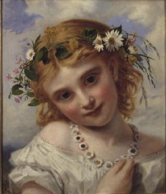 Junges Mädchen mit einem Kranz aus Margeriten von Sophie Anderson