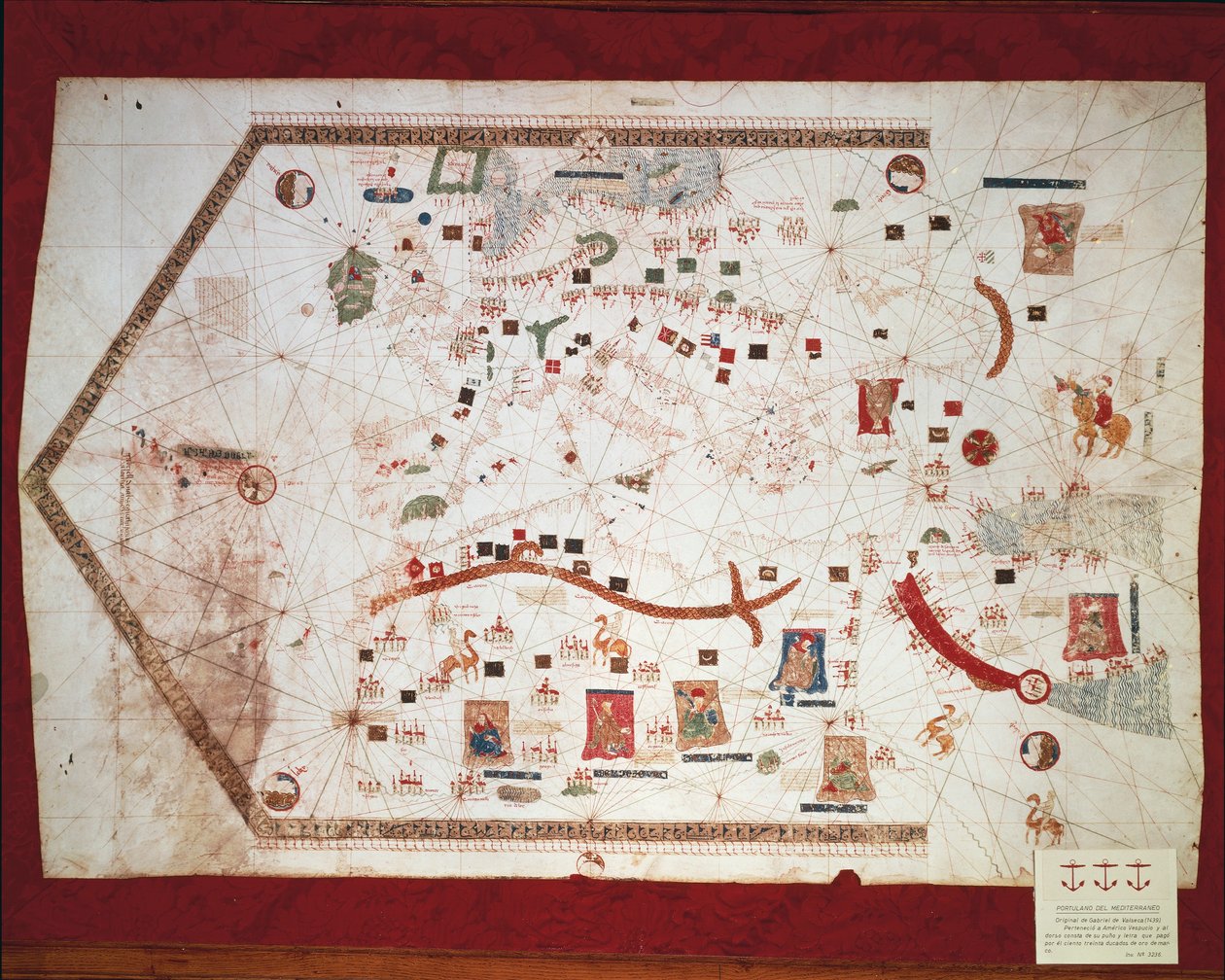 Spanische Portolankarte von Spanish School
