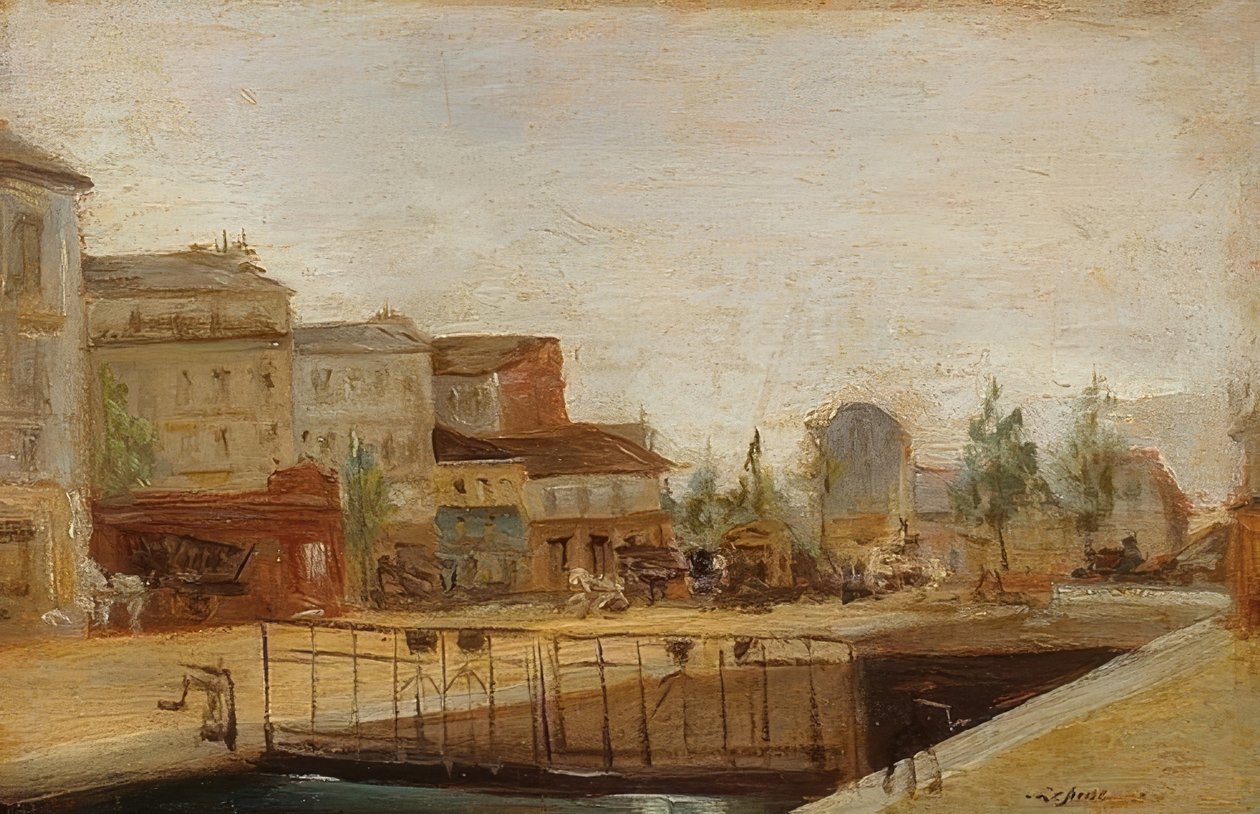 Der Canal Saint-Martin in Paris mit Schleuse von Stanislas Lepine