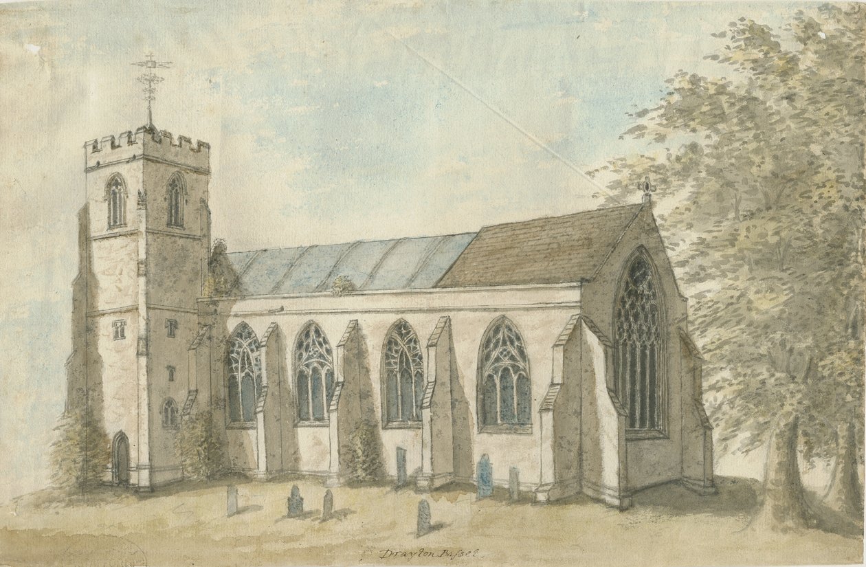 Drayton Bassett Kirche: Aquarell, 1762-1802 von Stebbing Shaw