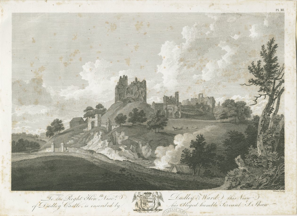 Dudley Schloss: Gravur, undatiert [1762-1802] von Stebbing Shaw