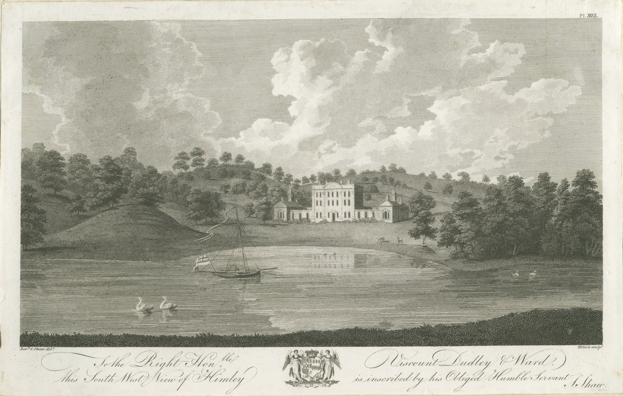 Himley Hall: Radierung, undatiert [1762-1798] von Stebbing Shaw