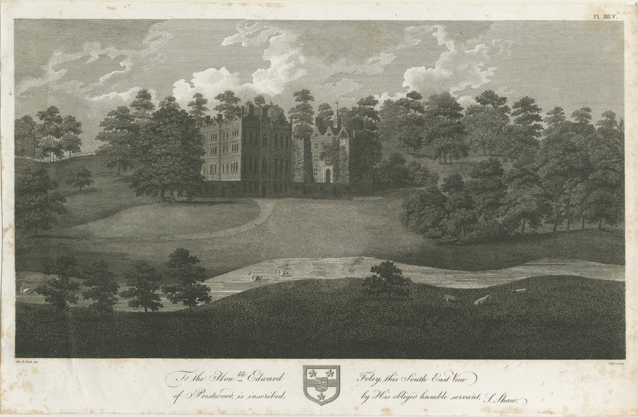 Prestwood Hall: Gravur, undatiert [1762-1802] von Stebbing Shaw