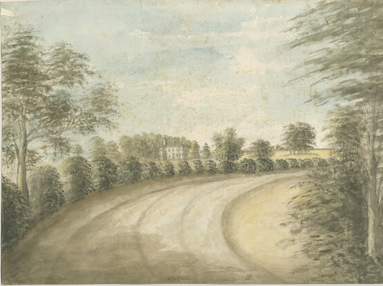 Statfold Hall: Aquarell, nd [1762-1802] von Stebbing Shaw