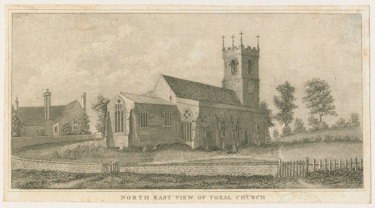 Yoxall Kirche: Gravur, nd [ca. 1798] von Stebbing Shaw