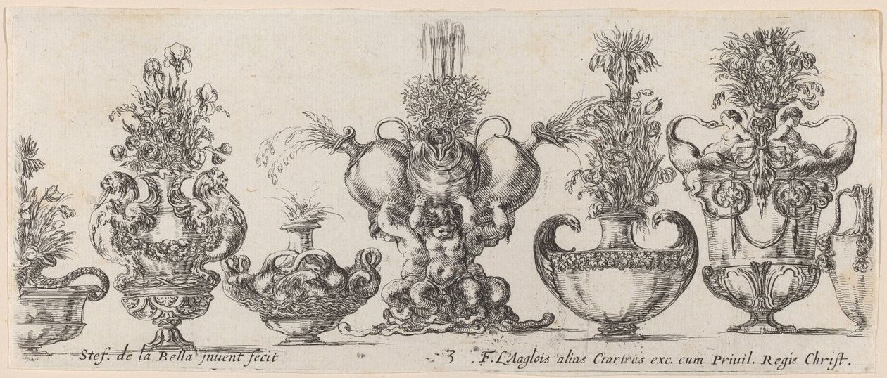 Fantastische Vasen, wahrscheinlich 1646 von Stefano della Bella