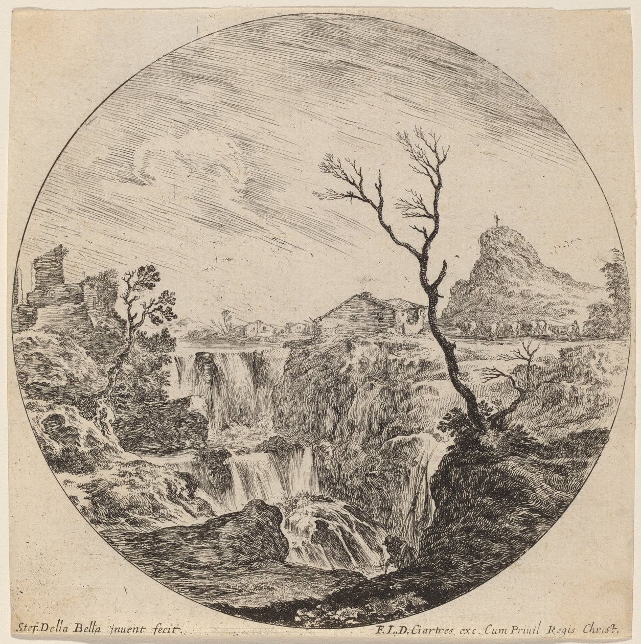 Wasserfall mit drei Stufen von Stefano della Bella
