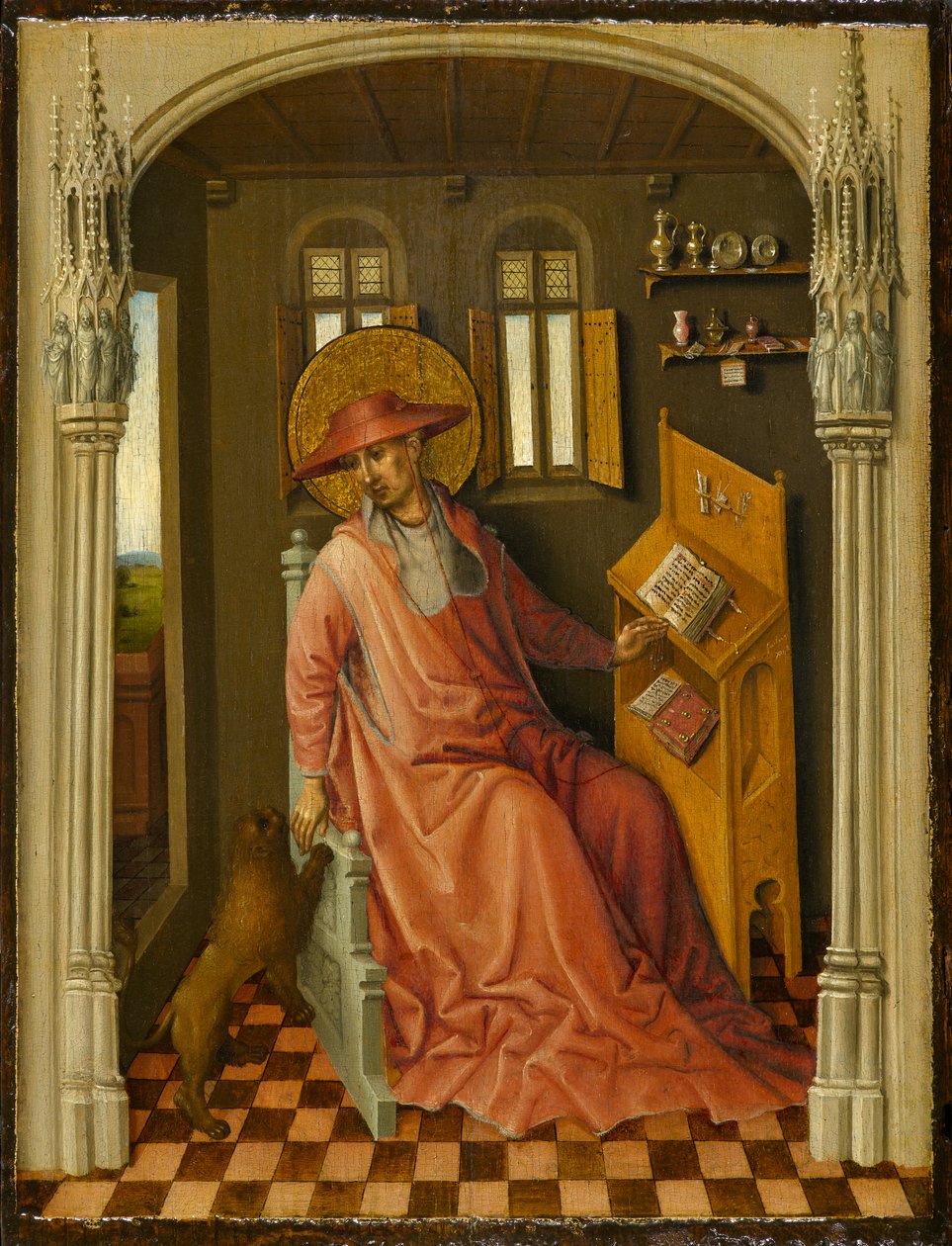 St. Hieronymus in seinem Studierzimmer, ca. 1440 von Stephan Lochner
