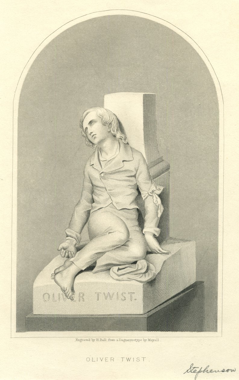 Oliver Twist Skulptur (Gravur) von Stephenson (after)