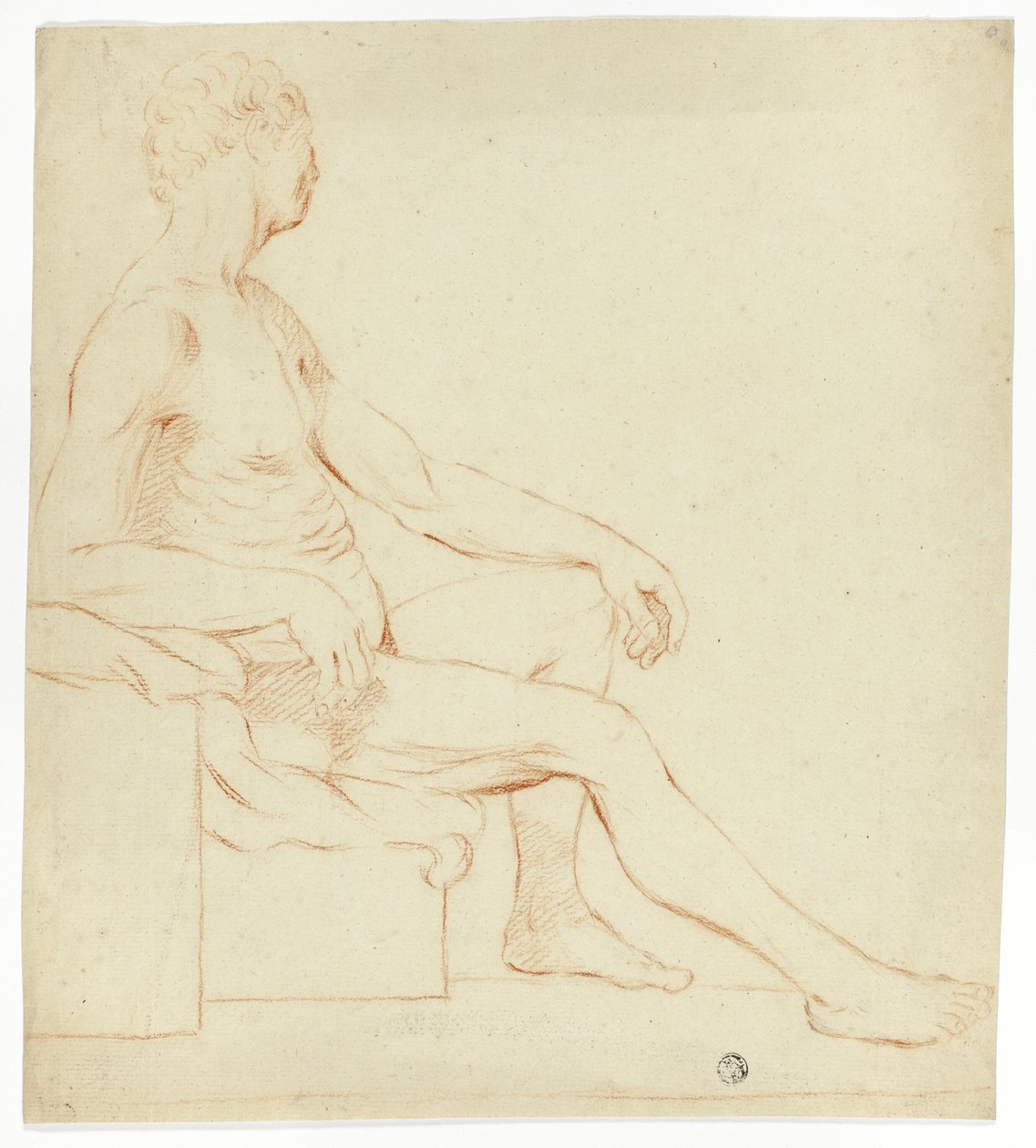 Sitzender akademischer männlicher Akt von Style of Jacques Louis David