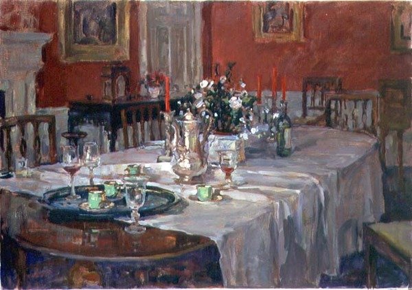 Esstisch mit Silberkrug von Susan Ryder