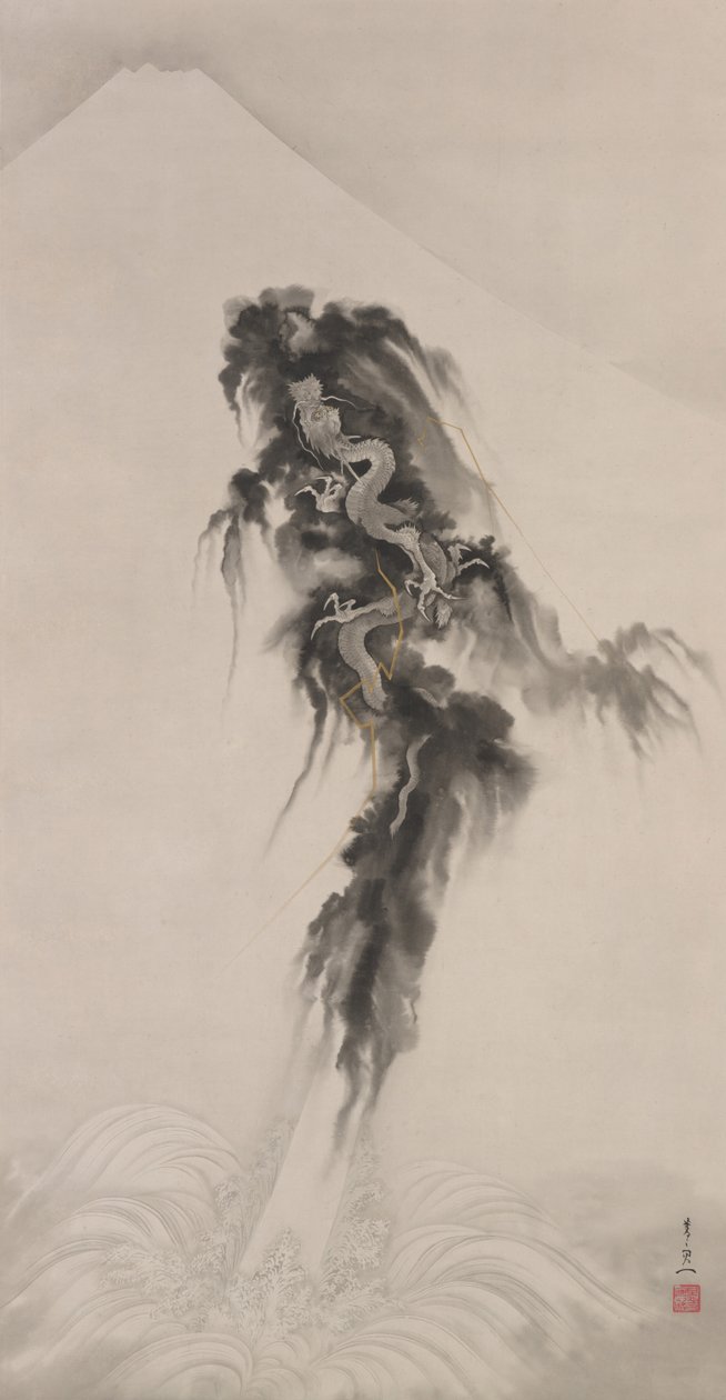 Aufsteigender Drache und Berg Fuji von Suzuki Kiitsu