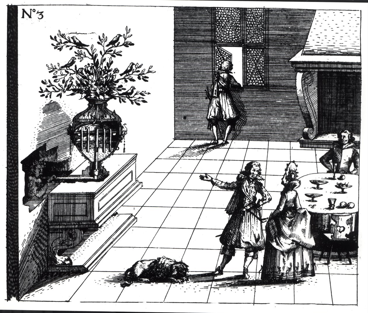 Vogelgesang-Musikbaum, veröffentlicht ca. 1670 von Swiss School
