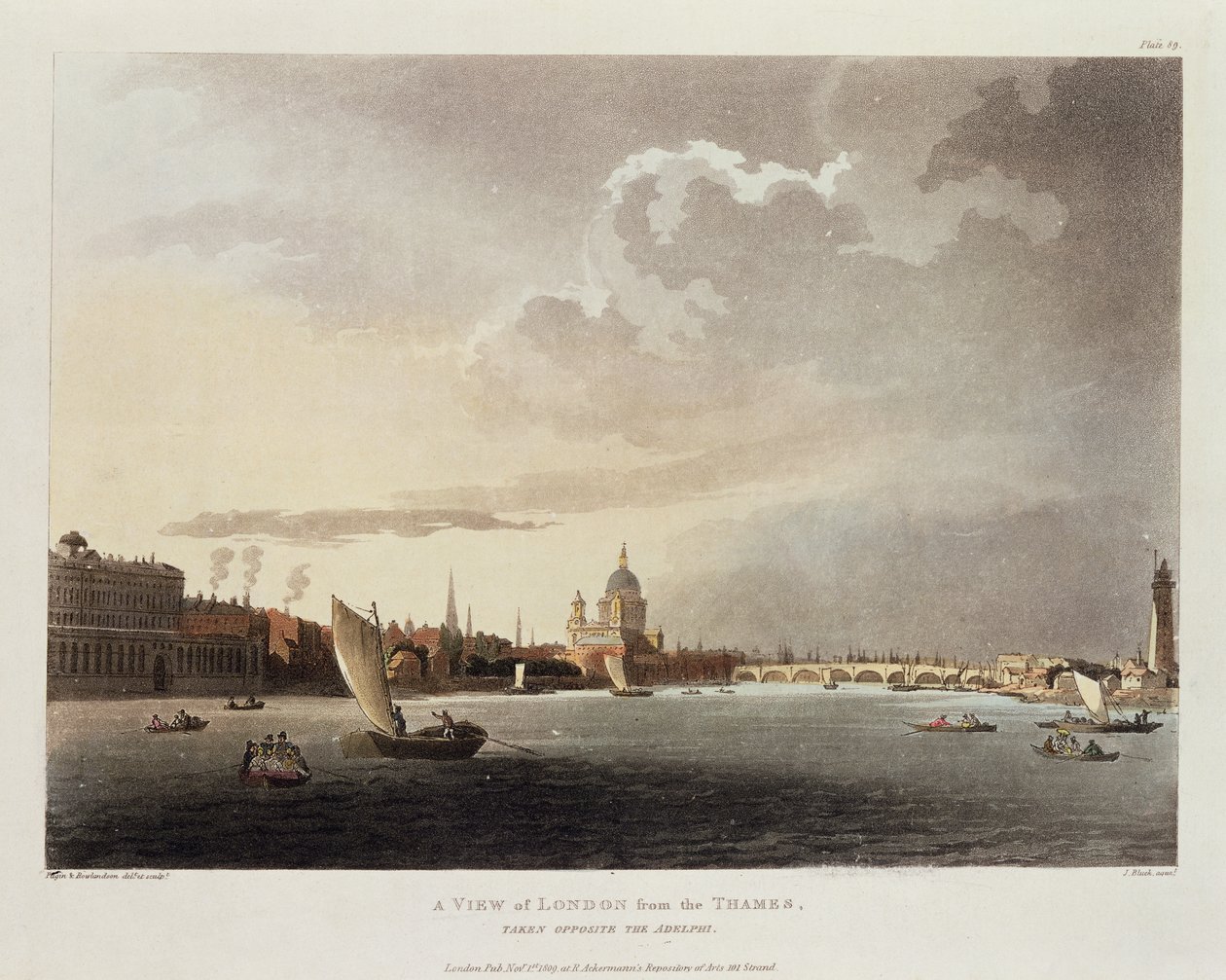 Ein Blick auf London von der Themse, 1809 von Pugin and Rowlandson