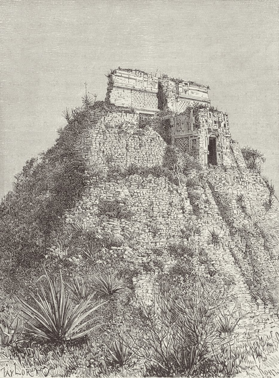 Das Zwergenhaus in Uxmal, aus Die alten Städte der Neuen Welt, von Claude-Joseph-Desire Charnay, graviert von A. Kohl, veröffentlicht 1887 von Taylor after Taylor after