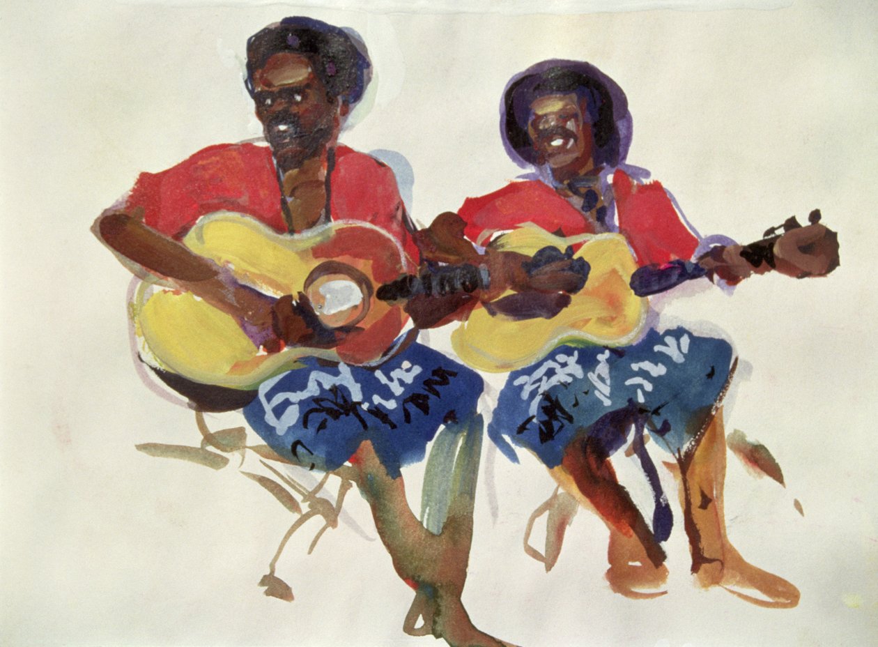 Fidschianisches Gitarrenduo, 1985 von Ted Blackall